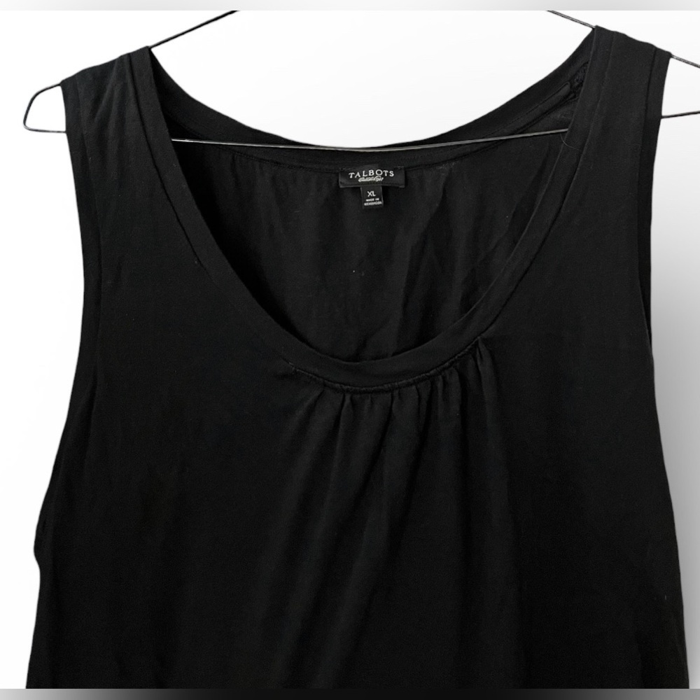 Talbots Black Sleeveless Blouse XL Soft Stretch Tank Career Classic - Picture 3 of 7